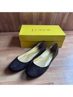 J. Crew city suede ballet flats, espresso, size 8